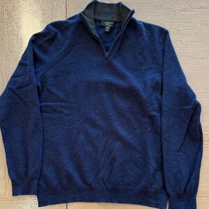 Club Room 100% Cashmere Men's Navy Quarter Zip-Up Sweater Medium